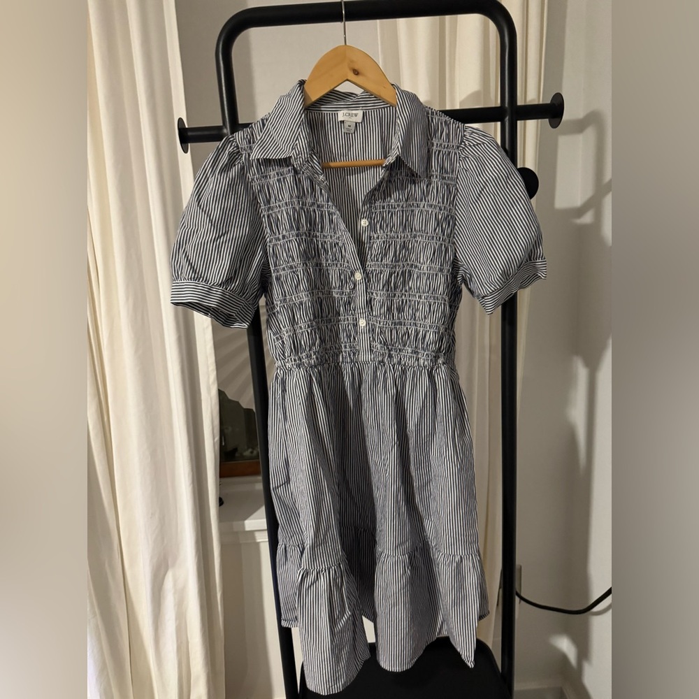 J. Crew  Smocked Black and White Striped shirt Dress